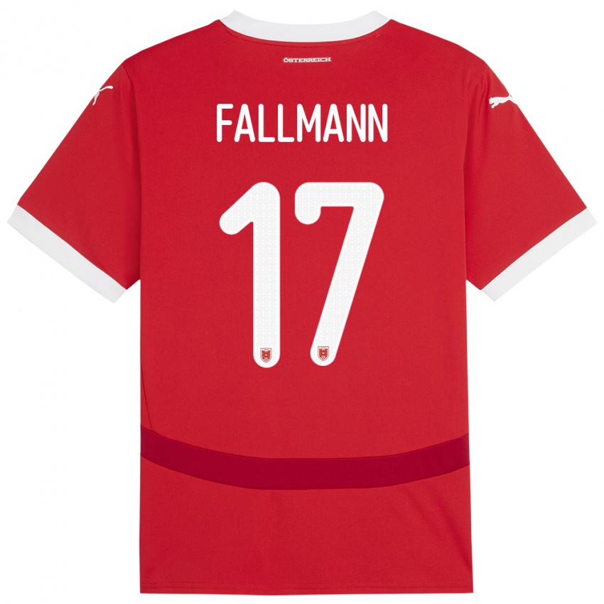 Mann Østerrike Pascal Fallmann #17 Rød Hjemmetrøye Drakt Trøye 24-26 Skjorter T-Skjorte