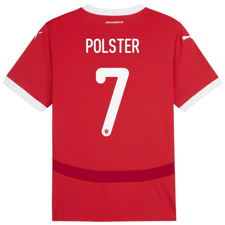 Mann Østerrike Manuel Polster #7 Rød Hjemmetrøye Drakt Trøye 24-26 Skjorter T-Skjorte