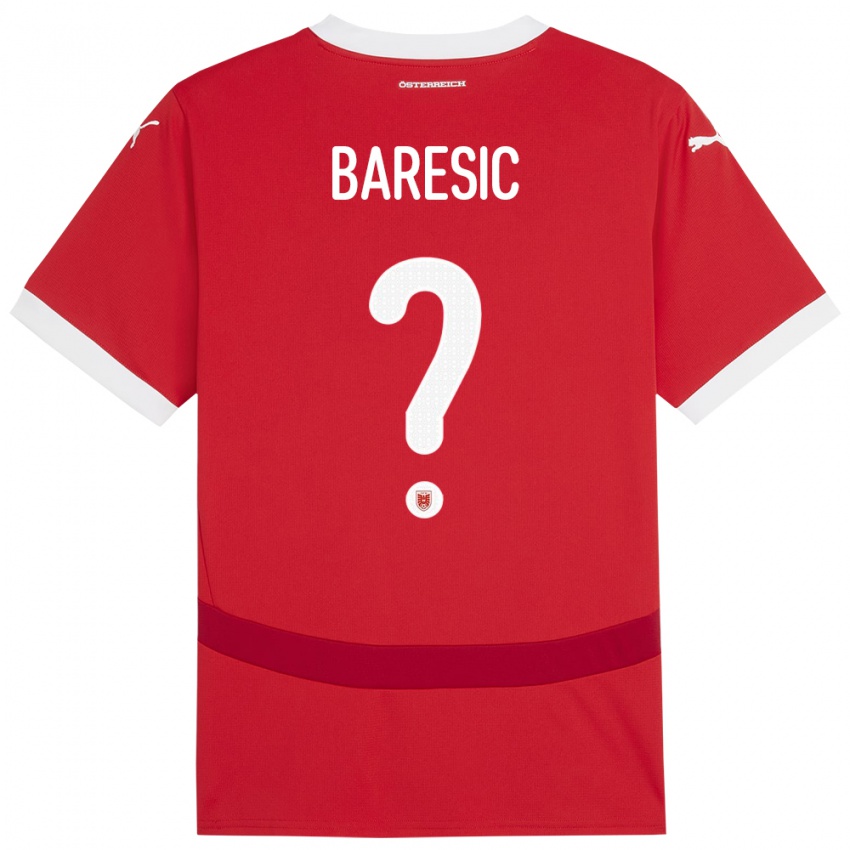 Mann Østerrike Leon Baresic #0 Rød Hjemmetrøye Drakt Trøye 24-26 Skjorter T-Skjorte