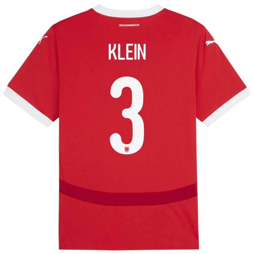 Mann Østerrike Jennifer Klein #3 Rød Hjemmetrøye Drakt Trøye 24-26 Skjorter T-Skjorte