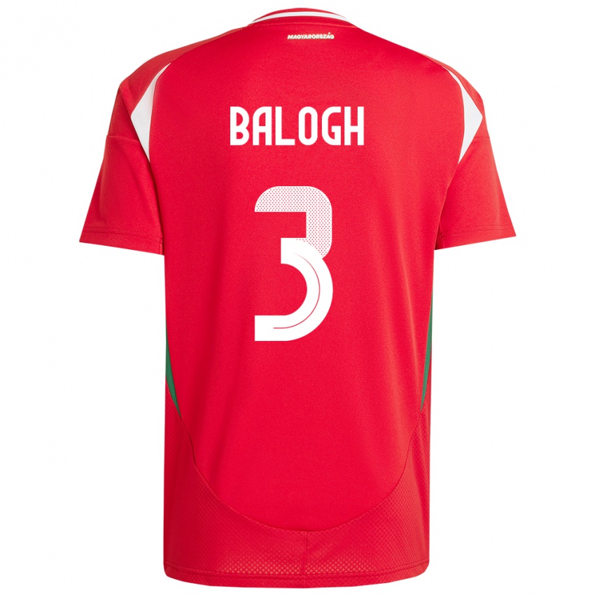 Mann Ungarn Botond Balogh #3 Rød Hjemmetrøye Drakt Trøye 24-26 Skjorter T-Skjorte