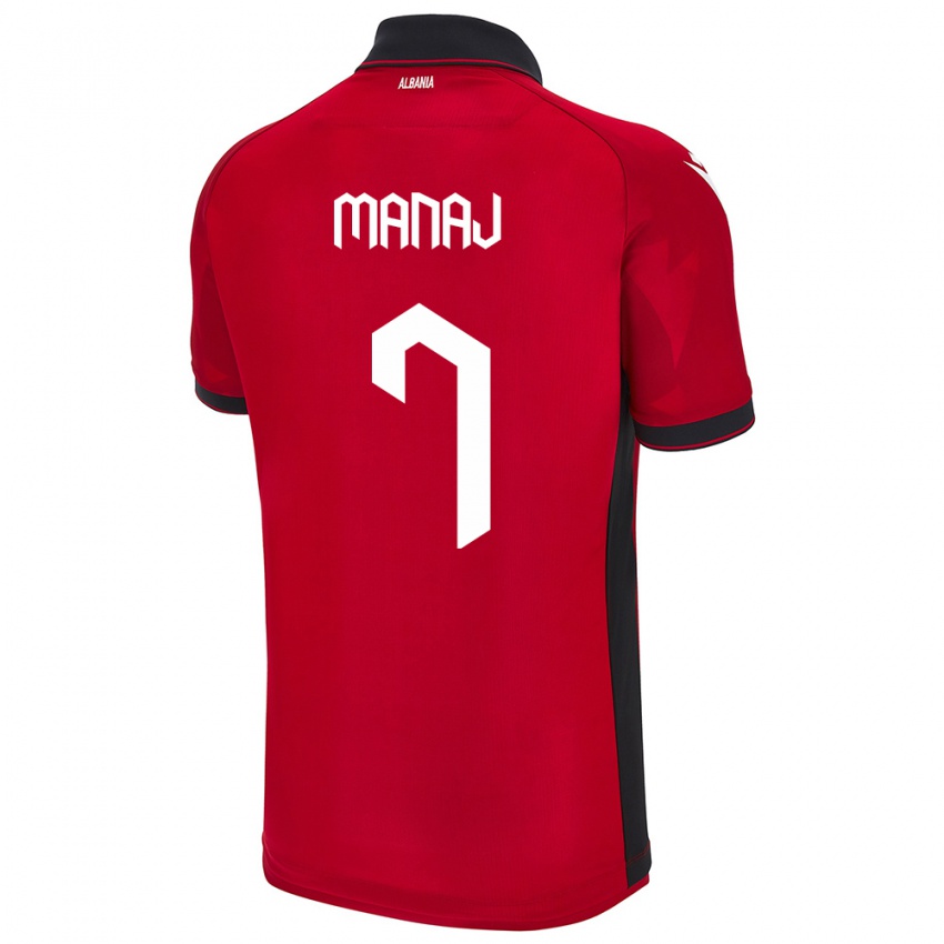 Mann Albania Rey Manaj #7 Rød Hjemmetrøye Drakt Trøye 24-26 Skjorter T-Skjorte