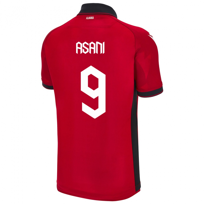 Mann Albania Jasir Asani #9 Rød Hjemmetrøye Drakt Trøye 24-26 Skjorter T-Skjorte