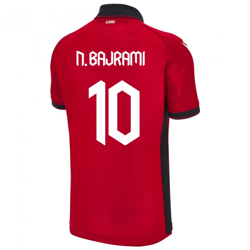 Mann Albania Nedim Bajrami #10 Rød Hjemmetrøye Drakt Trøye 24-26 Skjorter T-Skjorte