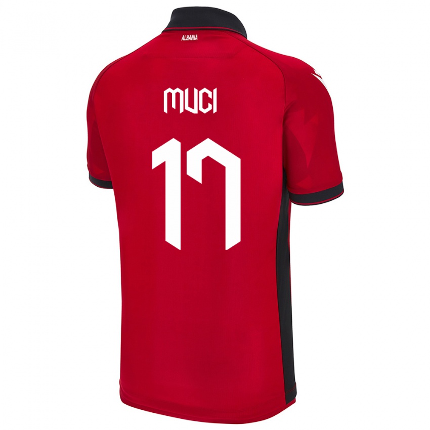 Mann Albania Ernest Muci #17 Rød Hjemmetrøye Drakt Trøye 24-26 Skjorter T-Skjorte