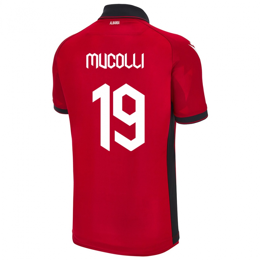 Mann Albania Arbnor Mucolli #19 Rød Hjemmetrøye Drakt Trøye 24-26 Skjorter T-Skjorte