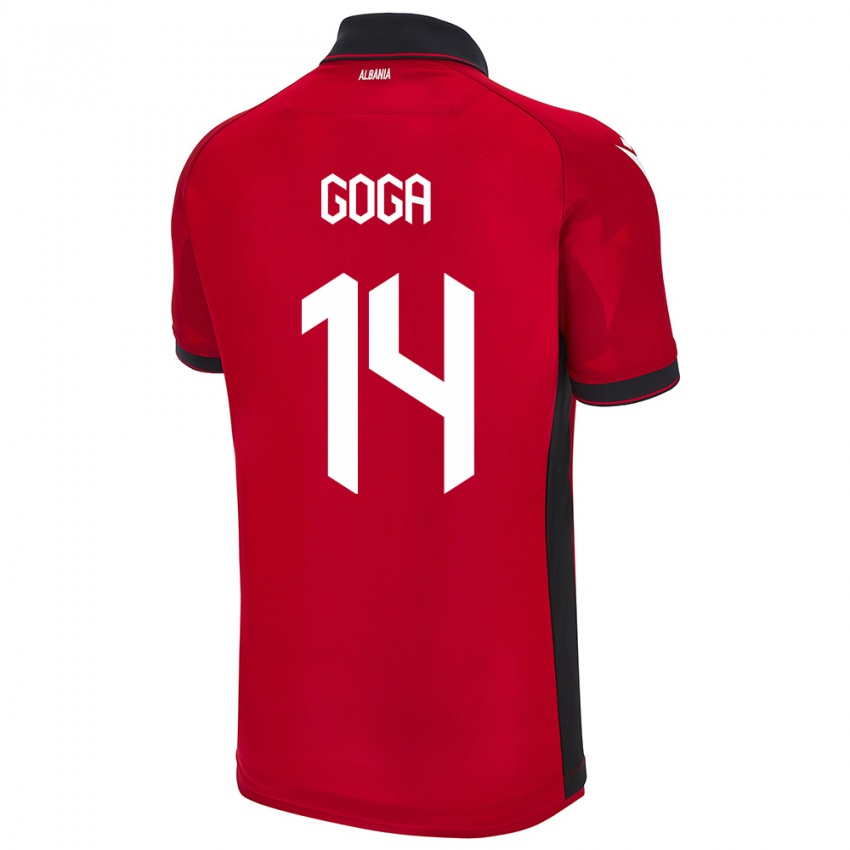 Mann Albania Ergi Goga #14 Rød Hjemmetrøye Drakt Trøye 24-26 Skjorter T-Skjorte