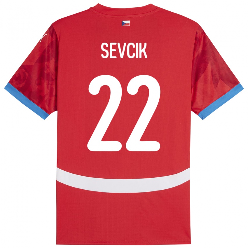 Mann Tsjekkia Michal Sevcik #22 Rød Hjemmetrøye Drakt Trøye 24-26 Skjorter T-Skjorte