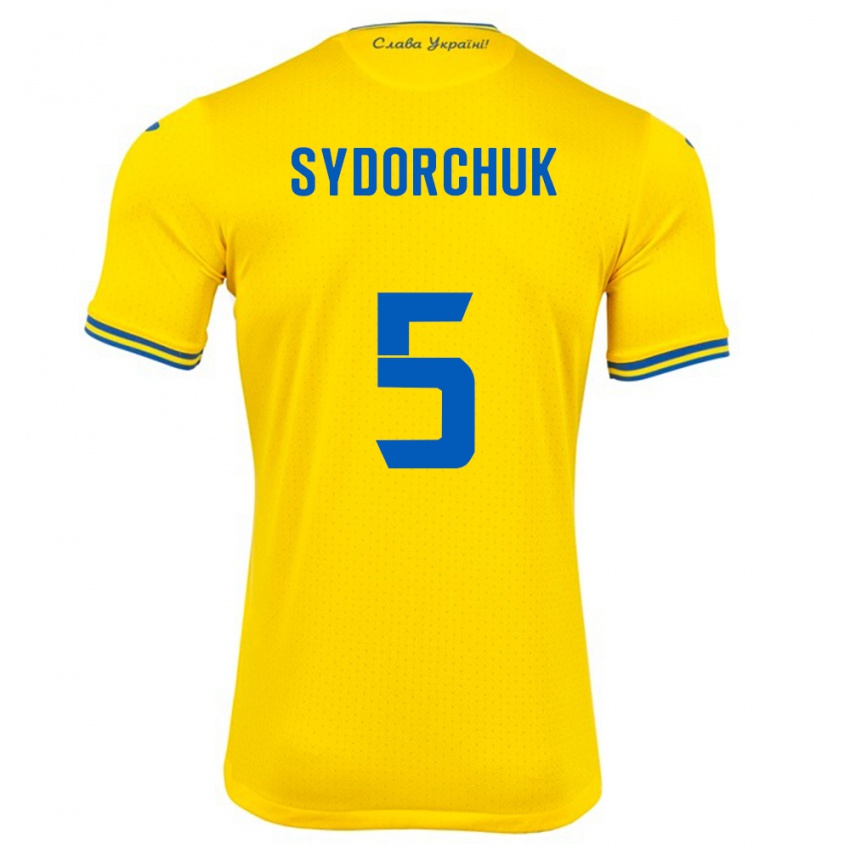 Mann Ukraina Sergiy Sydorchuk #5 Gul Hjemmetrøye Drakt Trøye 24-26 Skjorter T-Skjorte