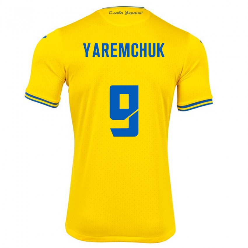 Mann Ukraina Roman Yaremchuk #9 Gul Hjemmetrøye Drakt Trøye 24-26 Skjorter T-Skjorte