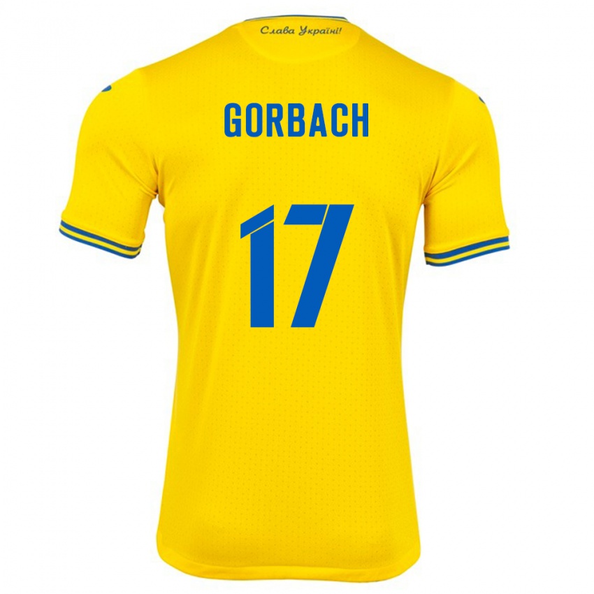 Mann Ukraina Igor Gorbach #17 Gul Hjemmetrøye Drakt Trøye 24-26 Skjorter T-Skjorte