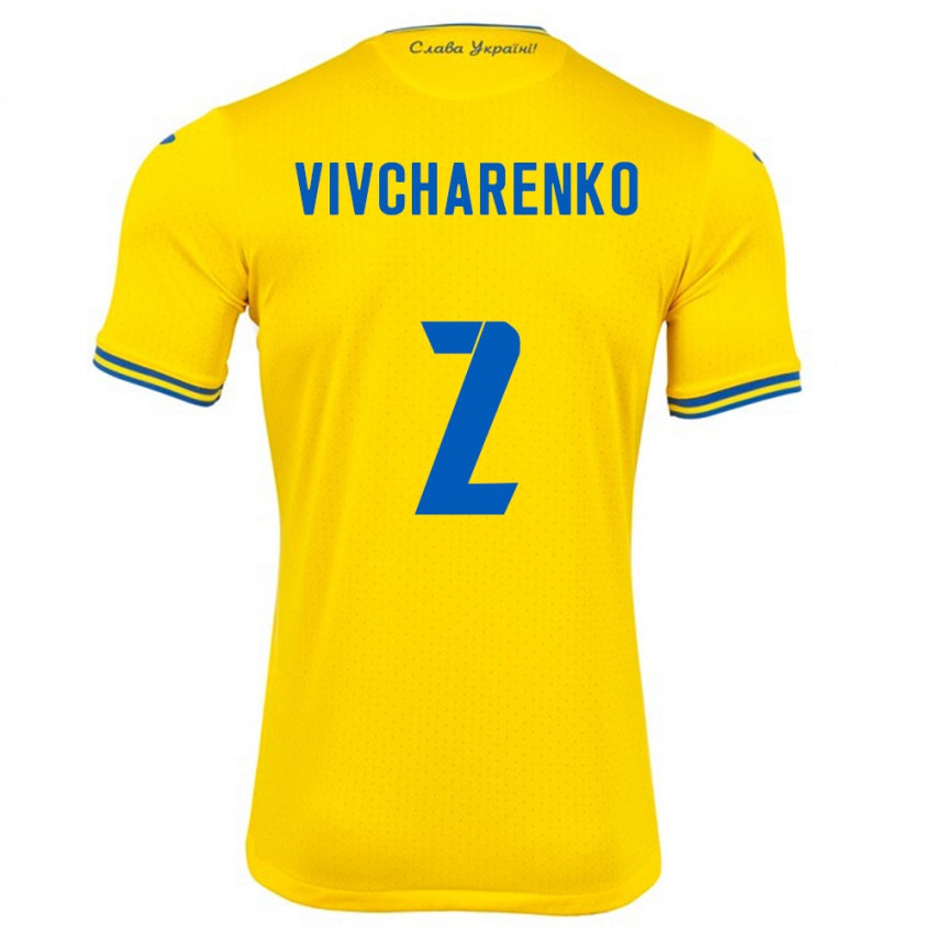 Mann Ukraina Kostyantyn Vivcharenko #2 Gul Hjemmetrøye Drakt Trøye 24-26 Skjorter T-Skjorte