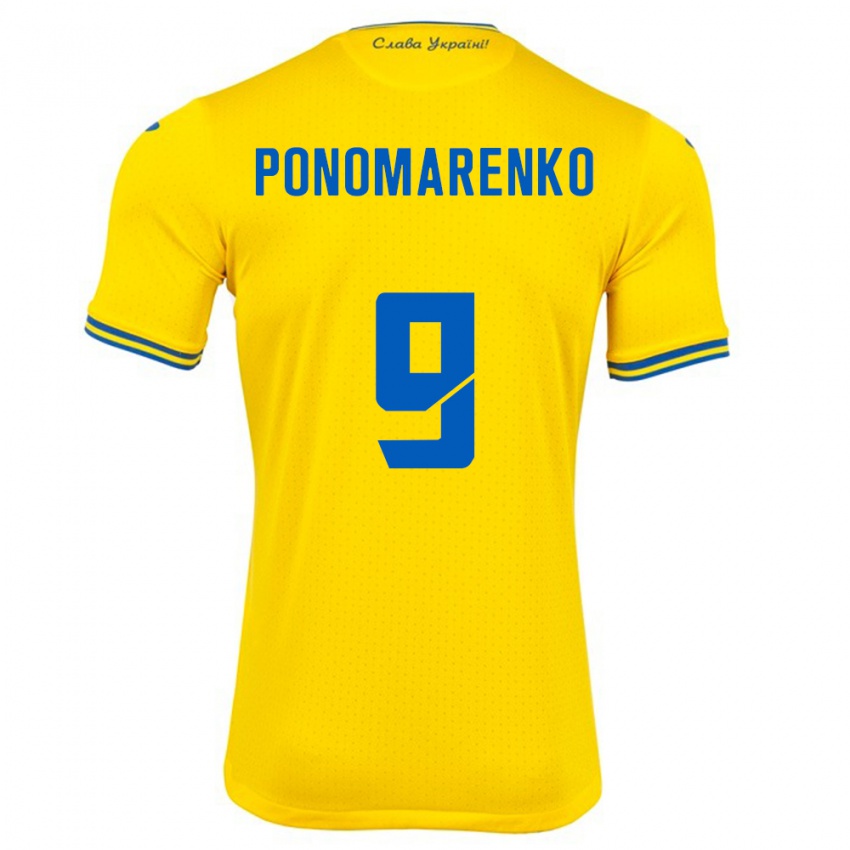 Mann Ukraina Matviy Ponomarenko #9 Gul Hjemmetrøye Drakt Trøye 24-26 Skjorter T-Skjorte