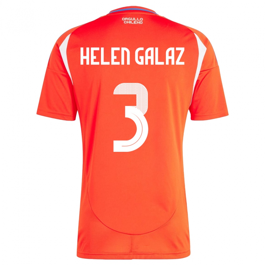 Mann Chile Su Helen Galaz #3 Rød Hjemmetrøye Drakt Trøye 24-26 Skjorter T-Skjorte