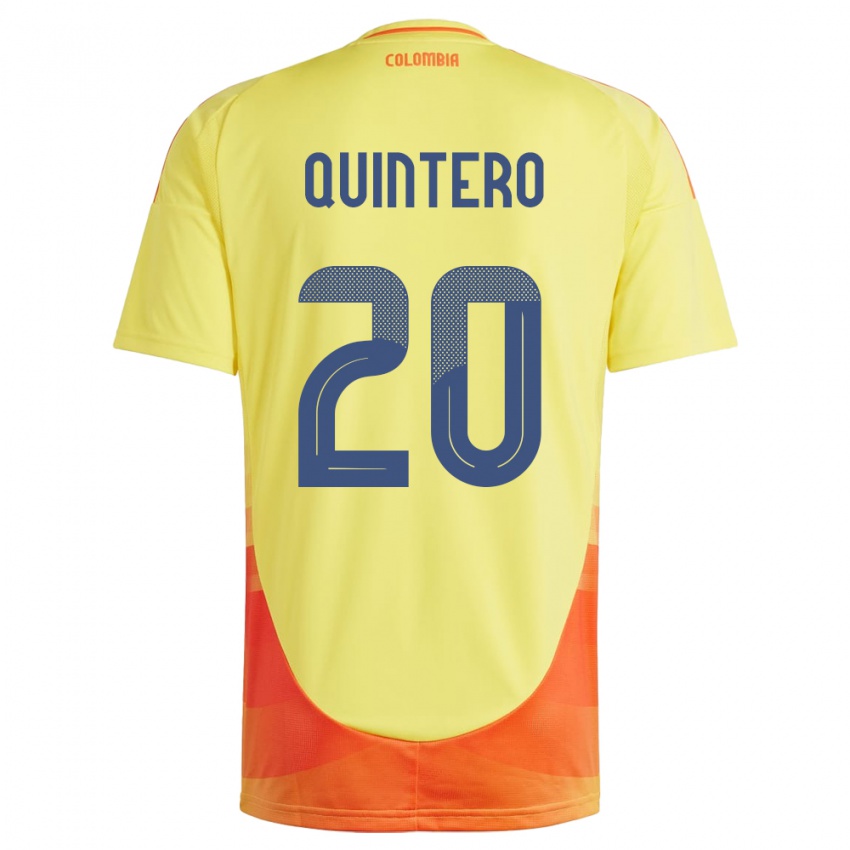 Mann Colombia Juan Fernando Quintero #20 Gul Hjemmetrøye Drakt Trøye 24-26 Skjorter T-Skjorte