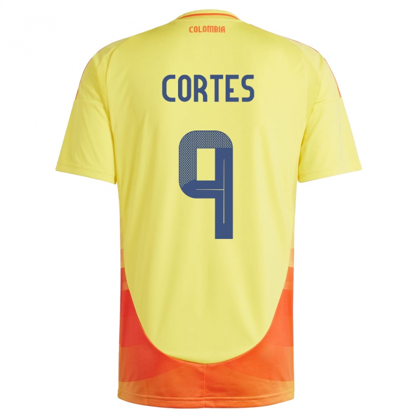 Mann Colombia Carlos Cortés #9 Gul Hjemmetrøye Drakt Trøye 24-26 Skjorter T-Skjorte