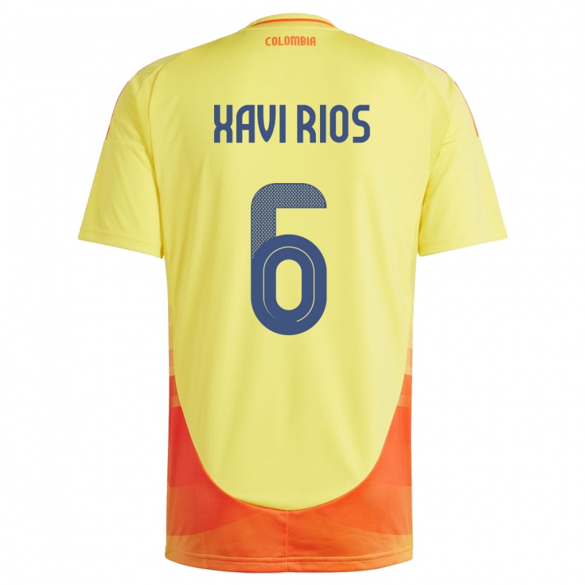 Mann Colombia Xavi Ríos #6 Gul Hjemmetrøye Drakt Trøye 24-26 Skjorter T-Skjorte