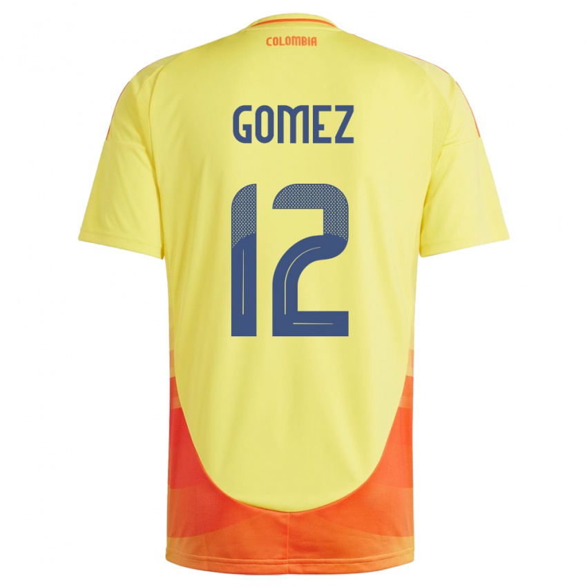 Mann Colombia Juan Gómez #12 Gul Hjemmetrøye Drakt Trøye 24-26 Skjorter T-Skjorte