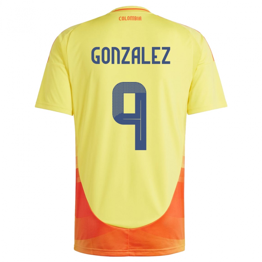 Mann Colombia Manuela González #9 Gul Hjemmetrøye Drakt Trøye 24-26 Skjorter T-Skjorte