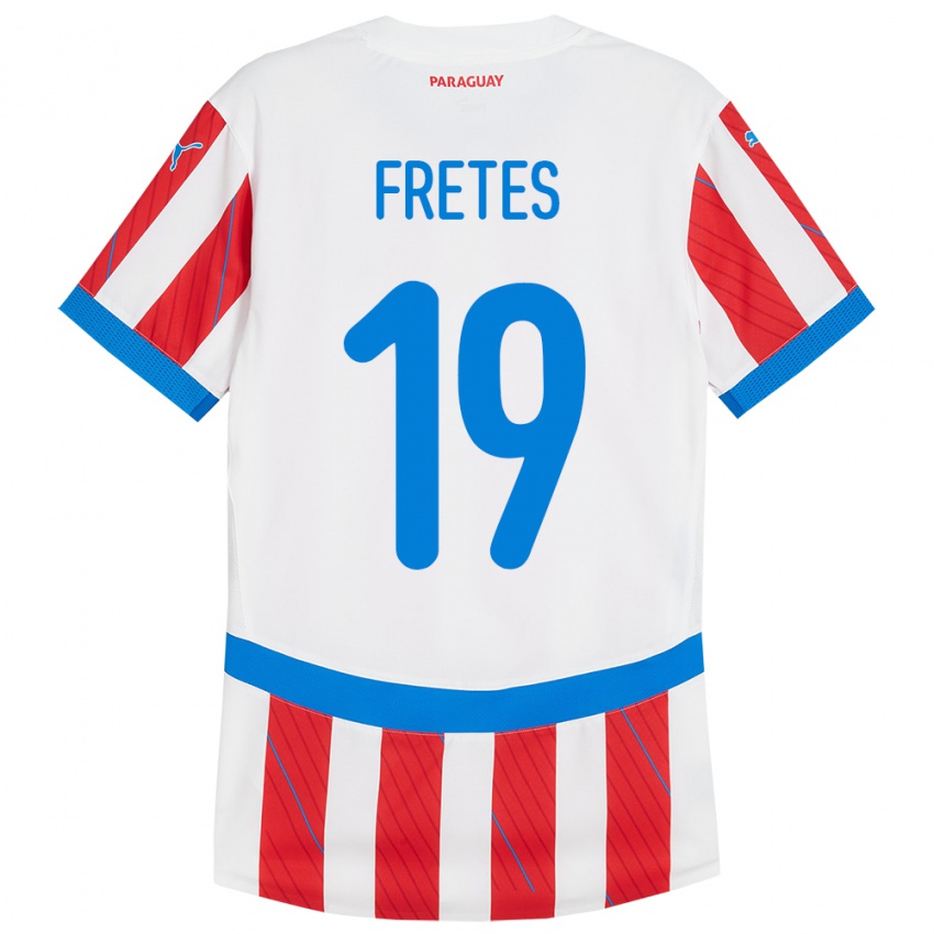 Mann Paraguay Alexis Fretes #19 Hvit Rød Hjemmetrøye Drakt Trøye 24-26 Skjorter T-Skjorte