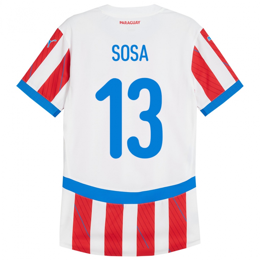 Mann Paraguay Alex Sosa #13 Hvit Rød Hjemmetrøye Drakt Trøye 24-26 Skjorter T-Skjorte