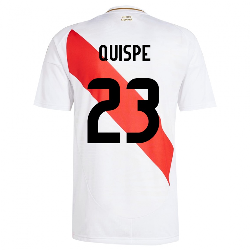 Mann Peru Piero Quispe #23 Hvit Hjemmetrøye Drakt Trøye 24-26 Skjorter T-Skjorte