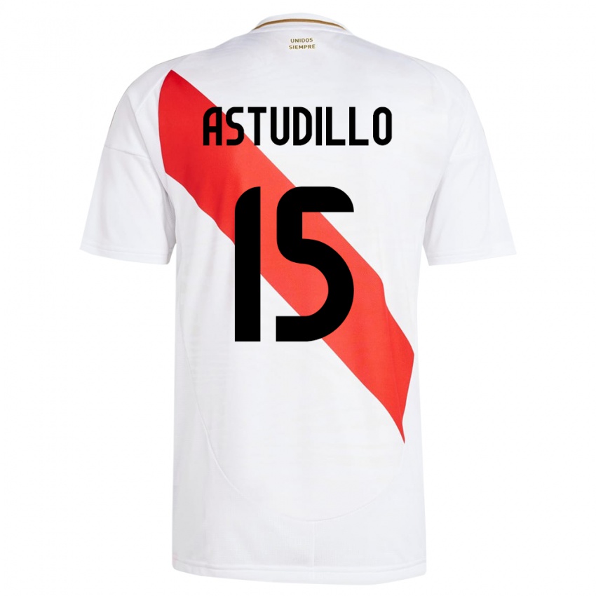 Mann Peru Julinho Astudillo #15 Hvit Hjemmetrøye Drakt Trøye 24-26 Skjorter T-Skjorte