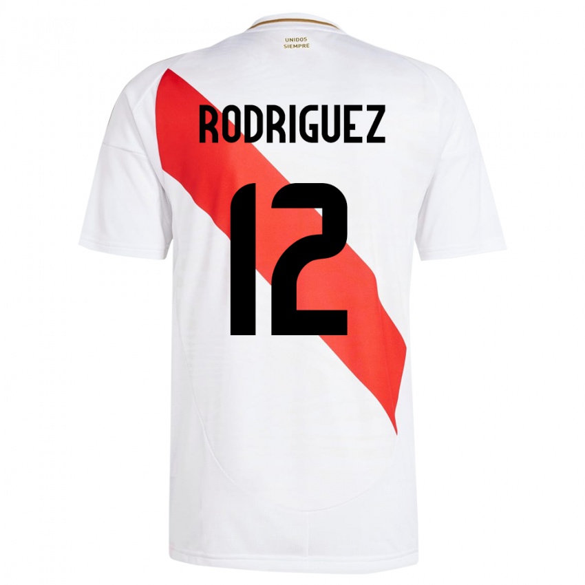 Mann Peru Jhefferson Rodríguez #12 Hvit Hjemmetrøye Drakt Trøye 24-26 Skjorter T-Skjorte