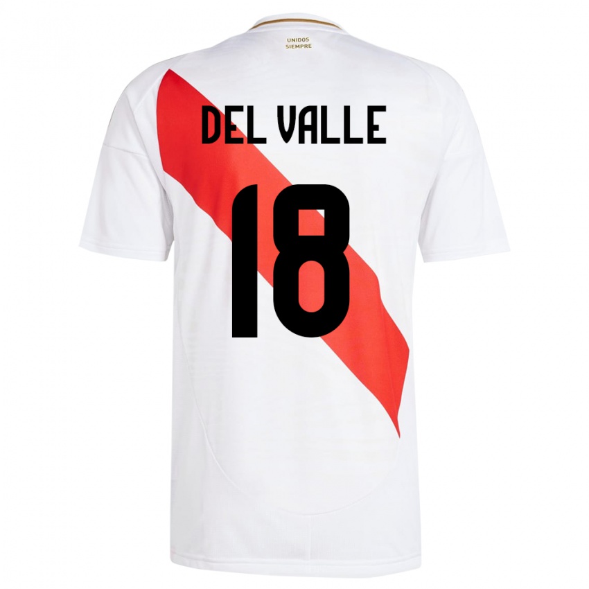 Mann Peru Yamir Del Valle #18 Hvit Hjemmetrøye Drakt Trøye 24-26 Skjorter T-Skjorte