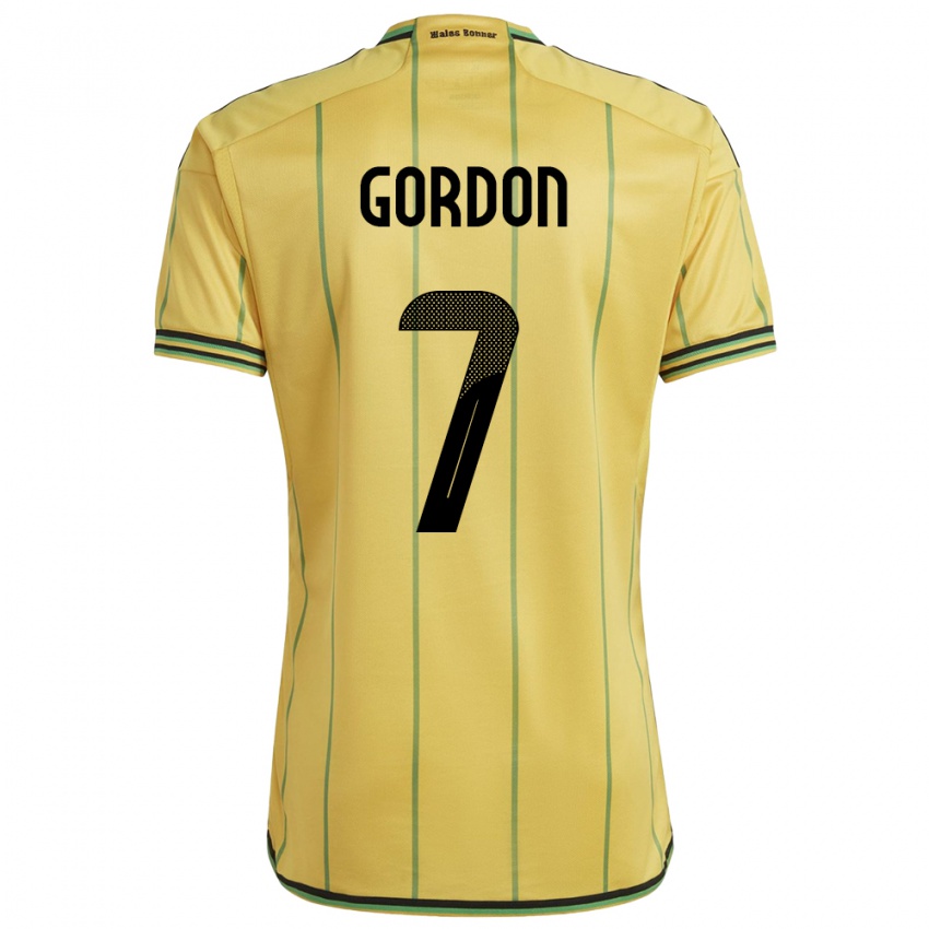 Mann Jamaica Robino Gordon #7 Gul Hjemmetrøye Drakt Trøye 24-26 Skjorter T-Skjorte