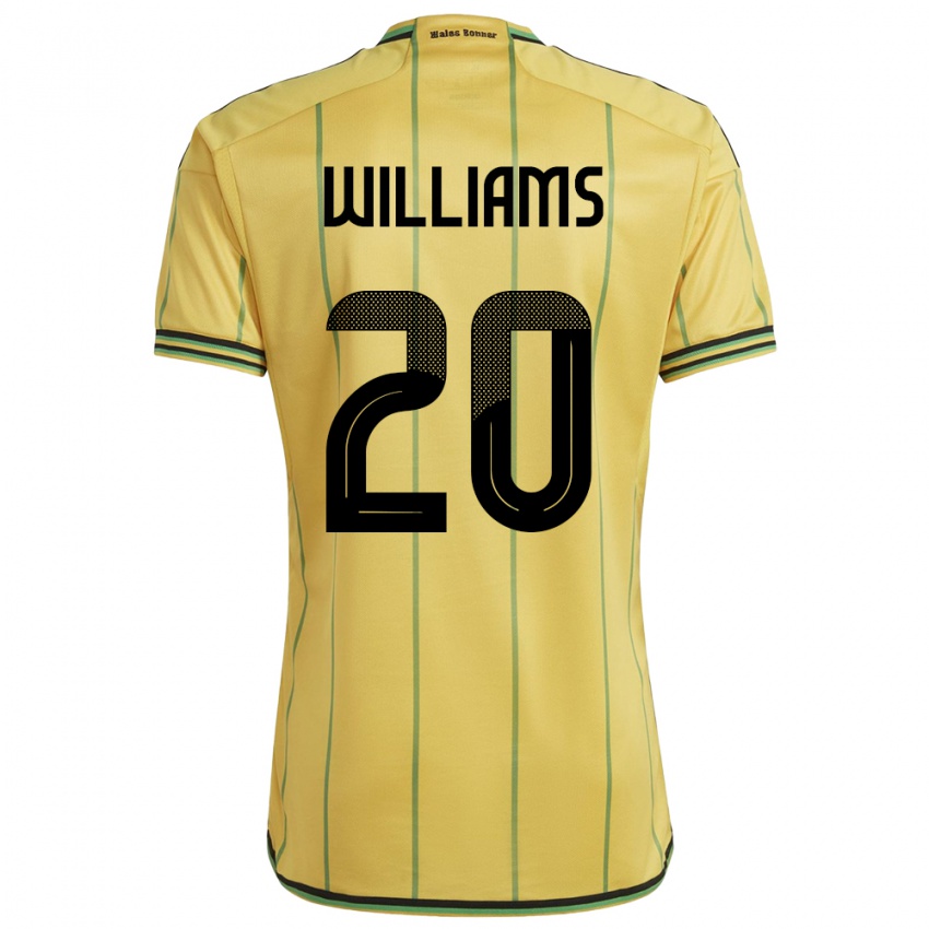Mann Jamaica Victoria Williams #20 Gul Hjemmetrøye Drakt Trøye 24-26 Skjorter T-Skjorte