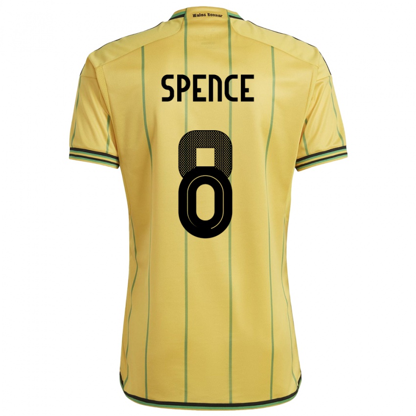 Mann Jamaica Drew Spence #8 Gul Hjemmetrøye Drakt Trøye 24-26 Skjorter T-Skjorte