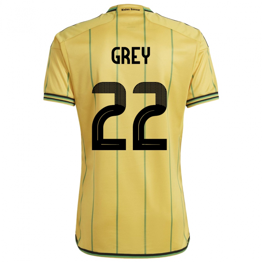 Mann Jamaica Mireya Grey #22 Gul Hjemmetrøye Drakt Trøye 24-26 Skjorter T-Skjorte