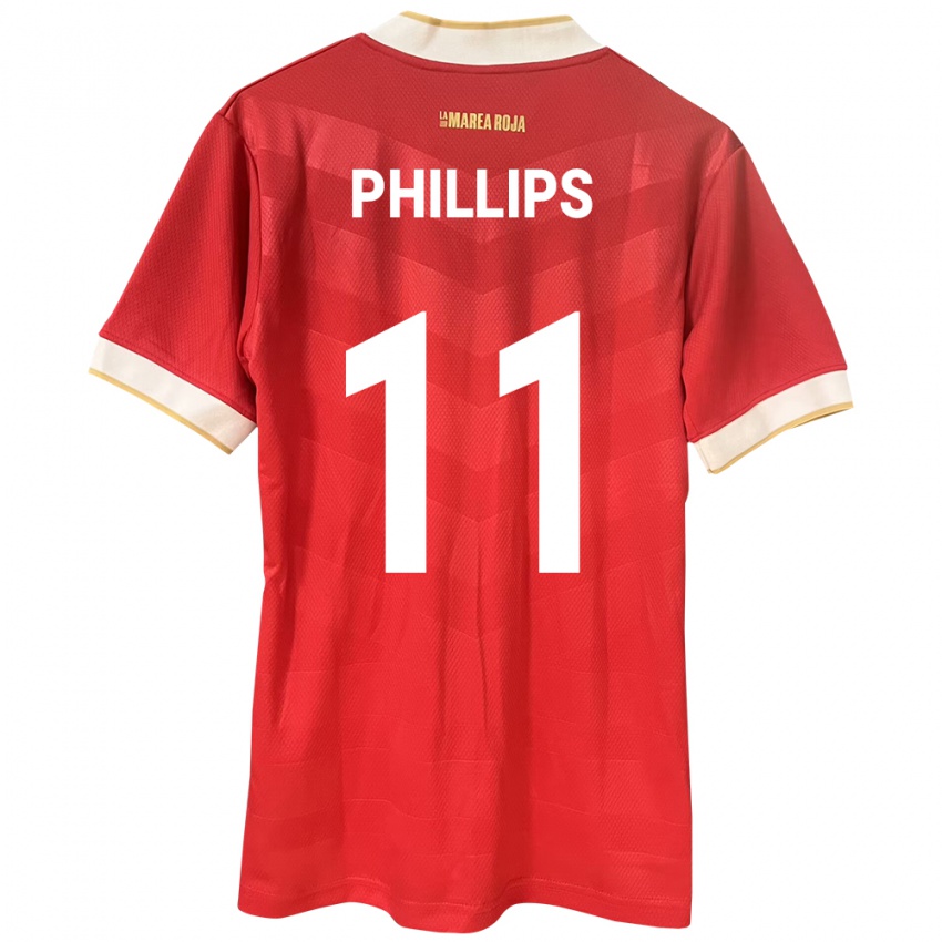 Mann Panama Ricardo Phillips #11 Rød Hjemmetrøye Drakt Trøye 24-26 Skjorter T-Skjorte