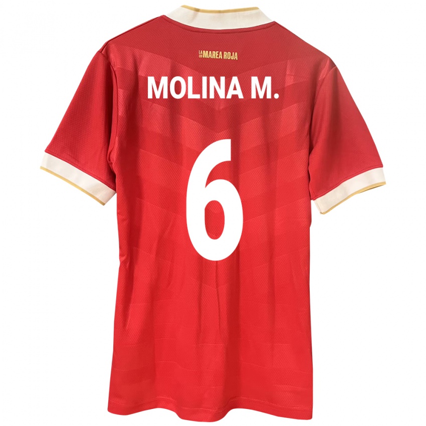 Mann Panama Mariana Molina #6 Rød Hjemmetrøye Drakt Trøye 24-26 Skjorter T-Skjorte