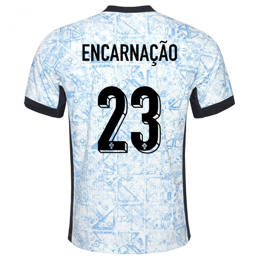 Mann Portugal Telma Encarnacao #23 Kremblå Bortetrøye Drakt Trøye 24-26 Skjorter T-Skjorte