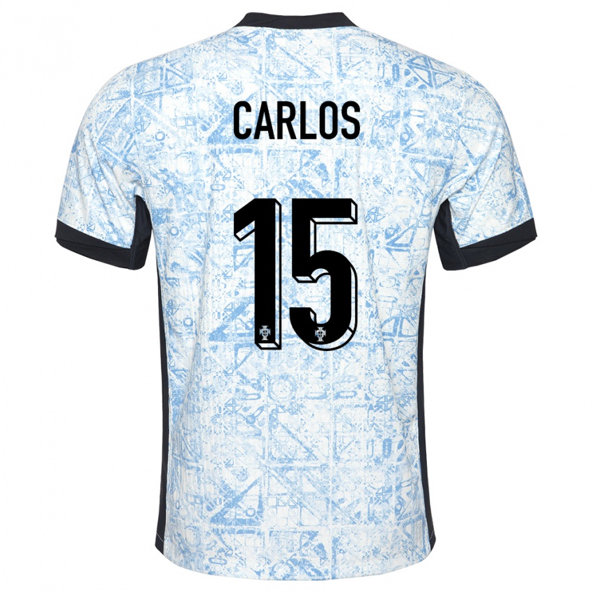 Mann Portugal Ze Carlos #15 Kremblå Bortetrøye Drakt Trøye 24-26 Skjorter T-Skjorte