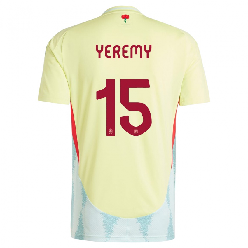 Mann Spania Yeremy Pino #15 Gul Bortetrøye Drakt Trøye 24-26 Skjorter T-Skjorte