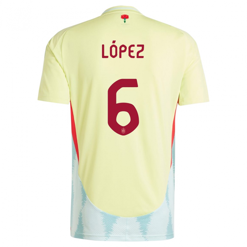 Mann Spania Maitane Lopez #6 Gul Bortetrøye Drakt Trøye 24-26 Skjorter T-Skjorte