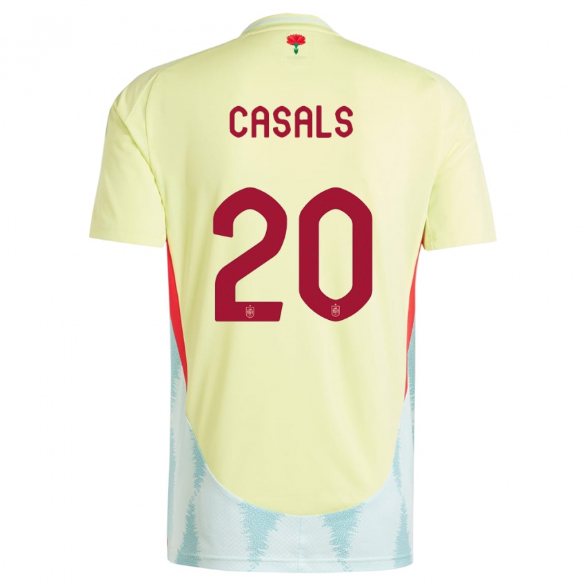Mann Spania Joel Casals #20 Gul Bortetrøye Drakt Trøye 24-26 Skjorter T-Skjorte