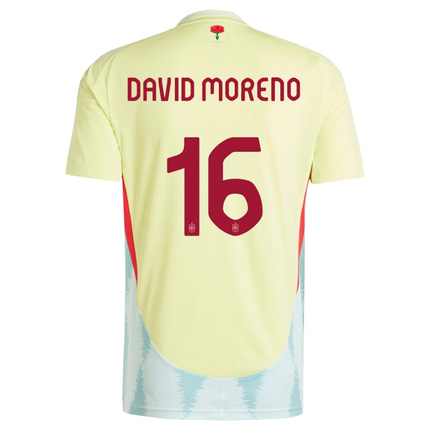 Mann Spania Antonio David Moreno #16 Gul Bortetrøye Drakt Trøye 24-26 Skjorter T-Skjorte