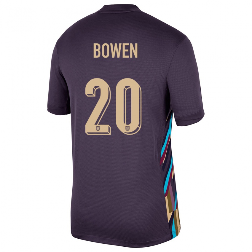 Mann England Jarrod Bowen #20 Mørk Rosin Bortetrøye Drakt Trøye 24-26 Skjorter T-Skjorte