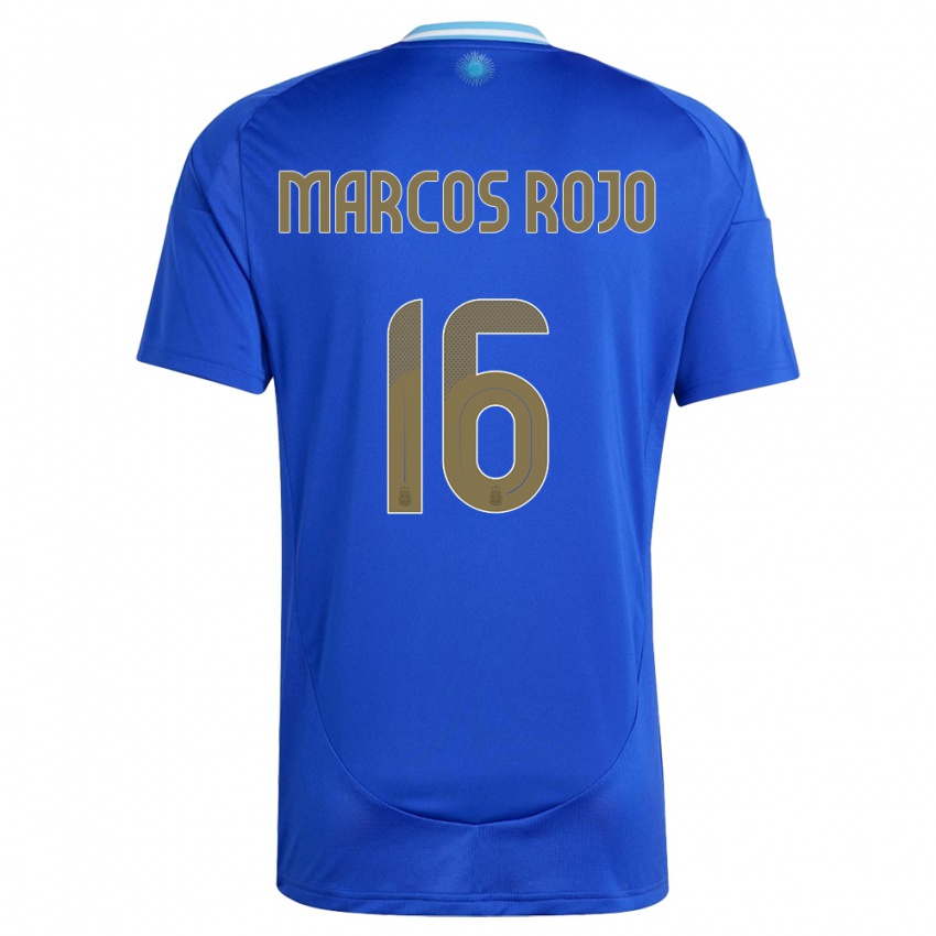 Mann Argentina Marcos Rojo #16 Blå Bortetrøye Drakt Trøye 24-26 Skjorter T-Skjorte