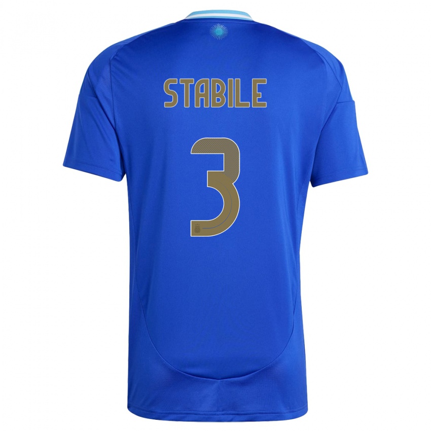 Mann Argentina Eliana Stabile #3 Blå Bortetrøye Drakt Trøye 24-26 Skjorter T-Skjorte