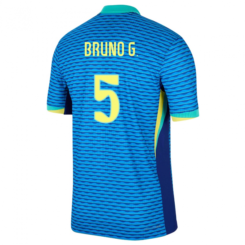 Mann Brasil Bruno Guimaraes #5 Blå Bortetrøye Drakt Trøye 24-26 Skjorter T-Skjorte