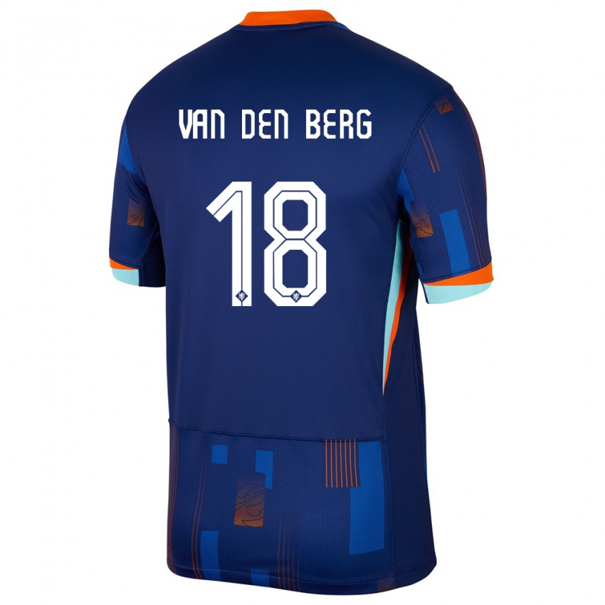 Mann Nederland Rav Van Den Berg #18 Blå Bortetrøye Drakt Trøye 24-26 Skjorter T-Skjorte