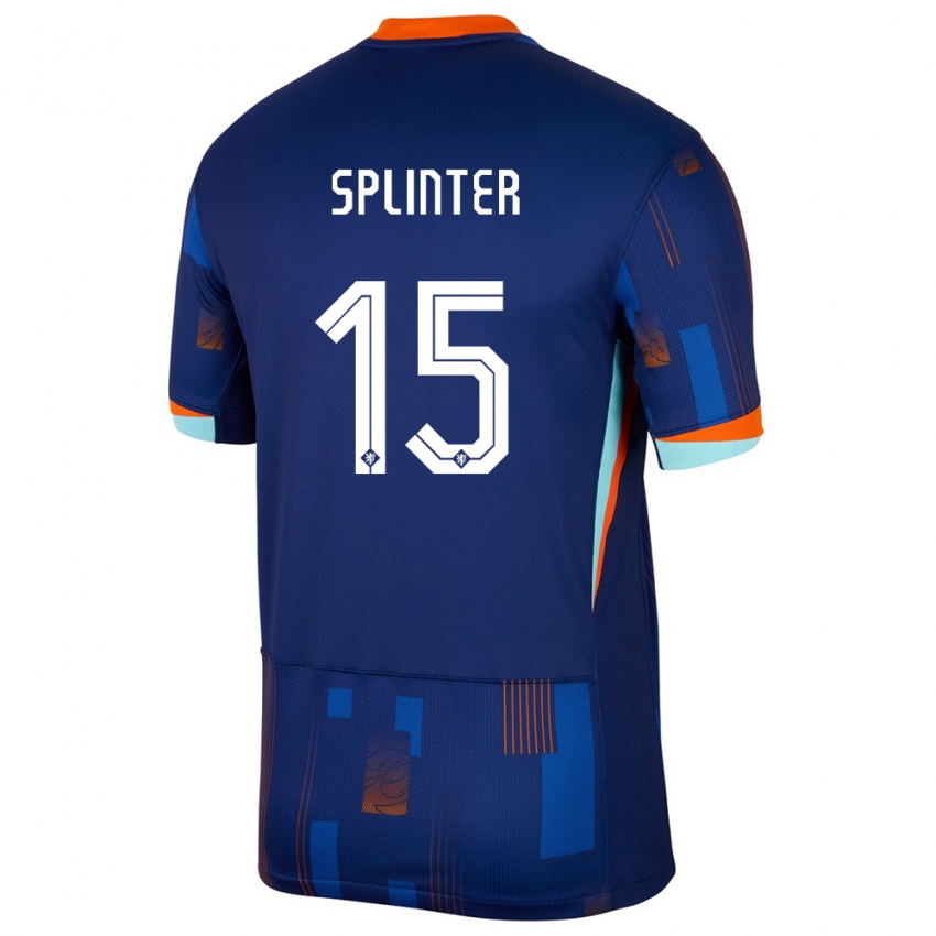 Mann Nederland Ilias Splinter #15 Blå Bortetrøye Drakt Trøye 24-26 Skjorter T-Skjorte