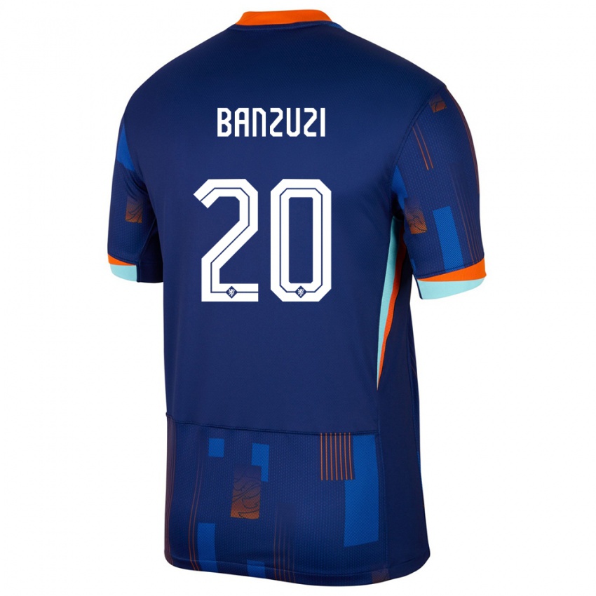 Mann Nederland Ezechiel Banzuzi #20 Blå Bortetrøye Drakt Trøye 24-26 Skjorter T-Skjorte