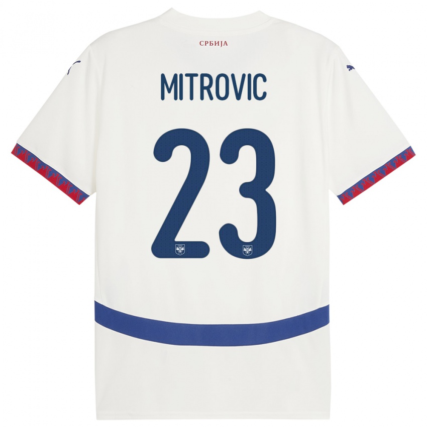 Mann Serbia Vuk Mitrovic #23 Hvit Bortetrøye Drakt Trøye 24-26 Skjorter T-Skjorte