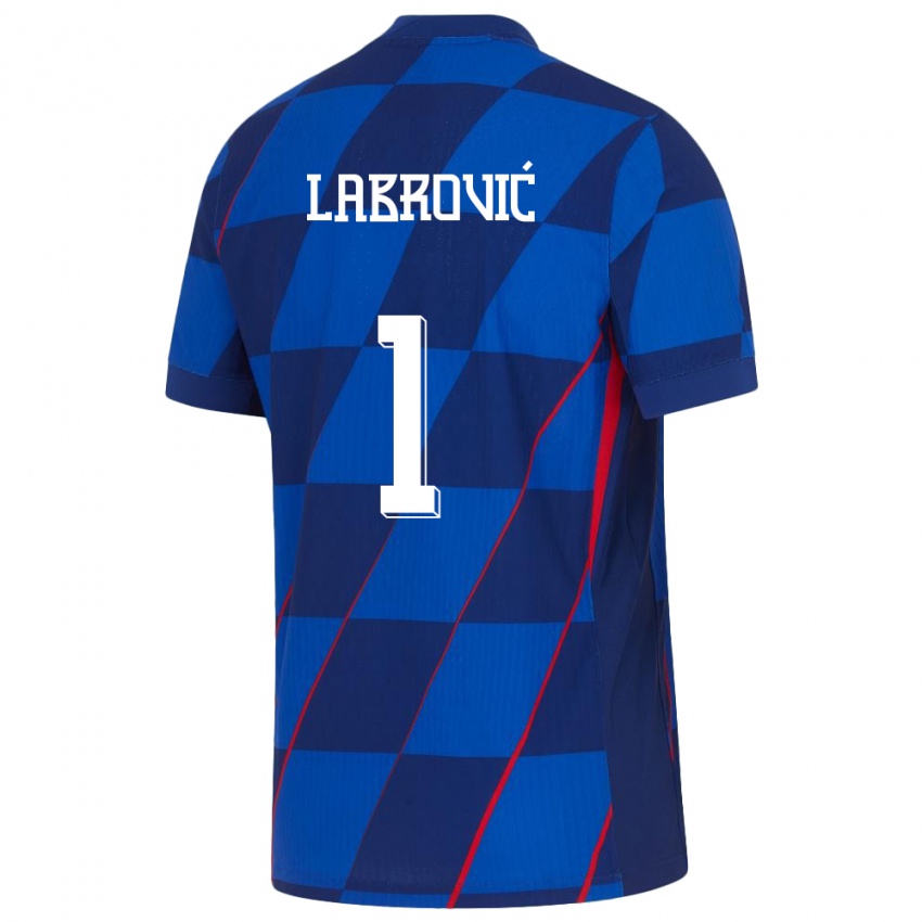 Mann Kroatia Nediljko Labrovic #1 Blå Bortetrøye Drakt Trøye 24-26 Skjorter T-Skjorte